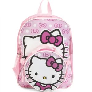 HELLO KITTY Backpack And Lunch Bag Set Shimmery Pink Bows BNWT SO